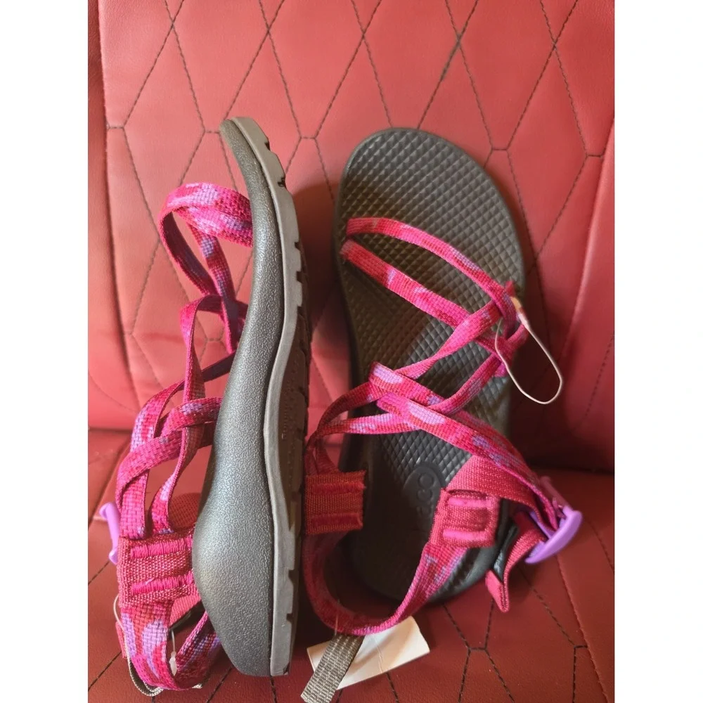 Big Girl's Sz 2 Youth Chaco's  Ecotread Sandals Red Purple Worn Once